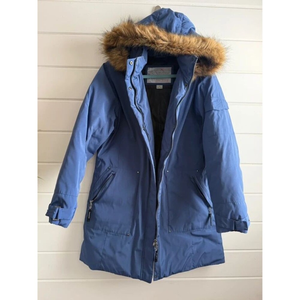 ZeroXposur Women's Blue Element Protector Hooded Parka Jacket Faux Fur Size M